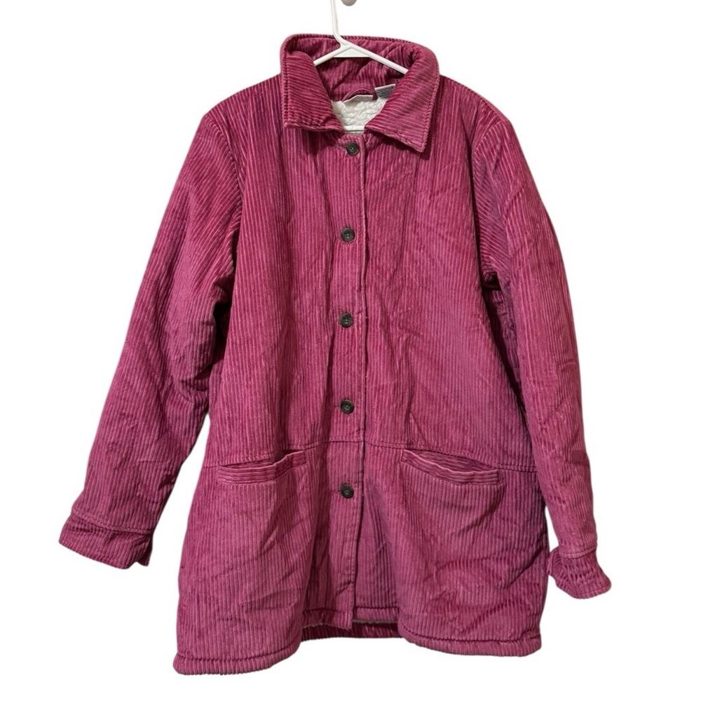 Blair Women Size Large Y2K Corduroy Fleece Lined Jacket Classic City Spring